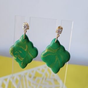 Green and Gold Earrings